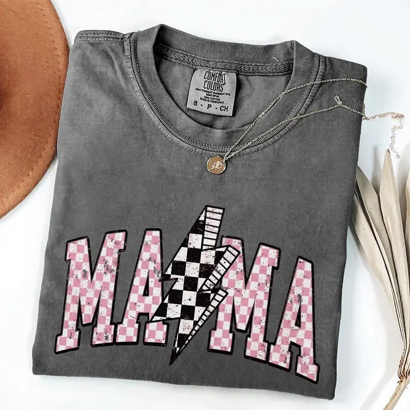 Comfort Colors Mama Lightning Bolt T-shirt, Mama Tee, Mama Shirt, Mom Life T-shirt, Retro Mama Tee, Mama Sublimation Shirt