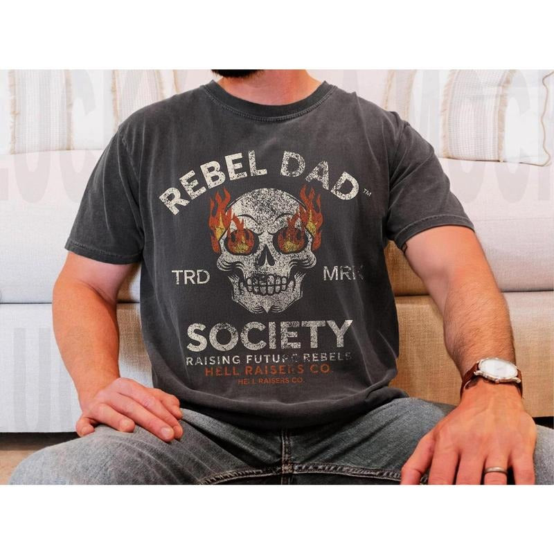 Comfort Colors Rebel Dad Society T-Shirt - Cool Gift for Dads, Father's Day Tee Gift, Casual Wear, Rebel Spirit Shirt, Unique Dad Shirt Gift