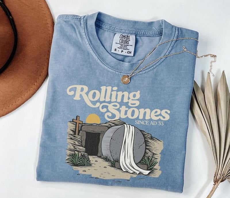 Comfort Colors Rolling Stones T-Shirt, Trendy Easter Clothing, Jesus Christ Shirt, Gift For Her Cotton Fabric