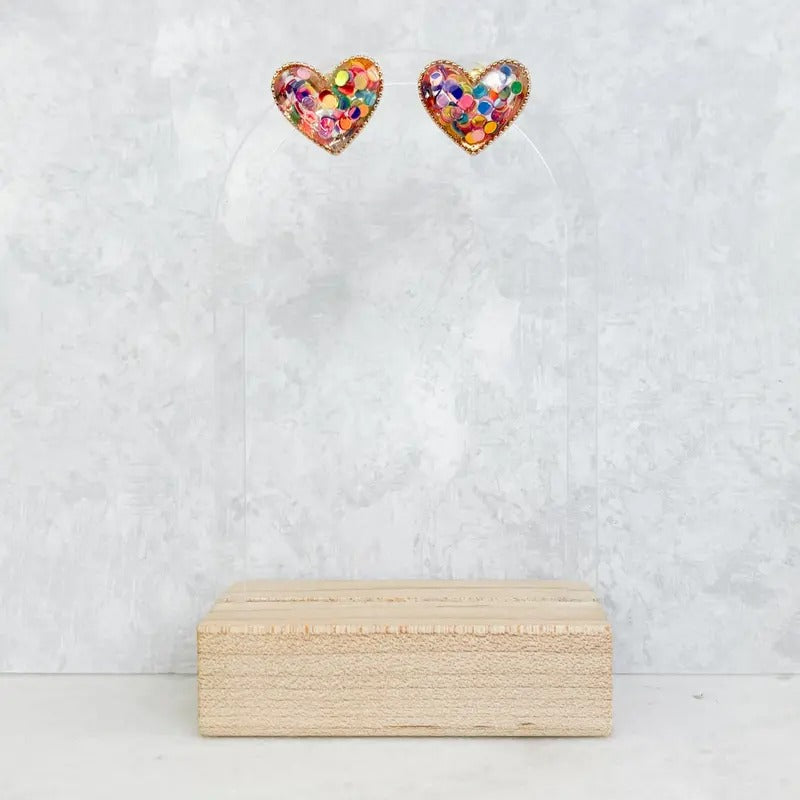 Confetti Heart Stud Earrings