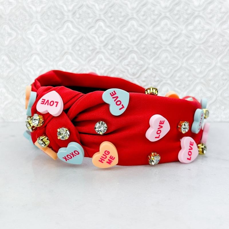 Conversation Hearts Knotted Headband *Final Sale*