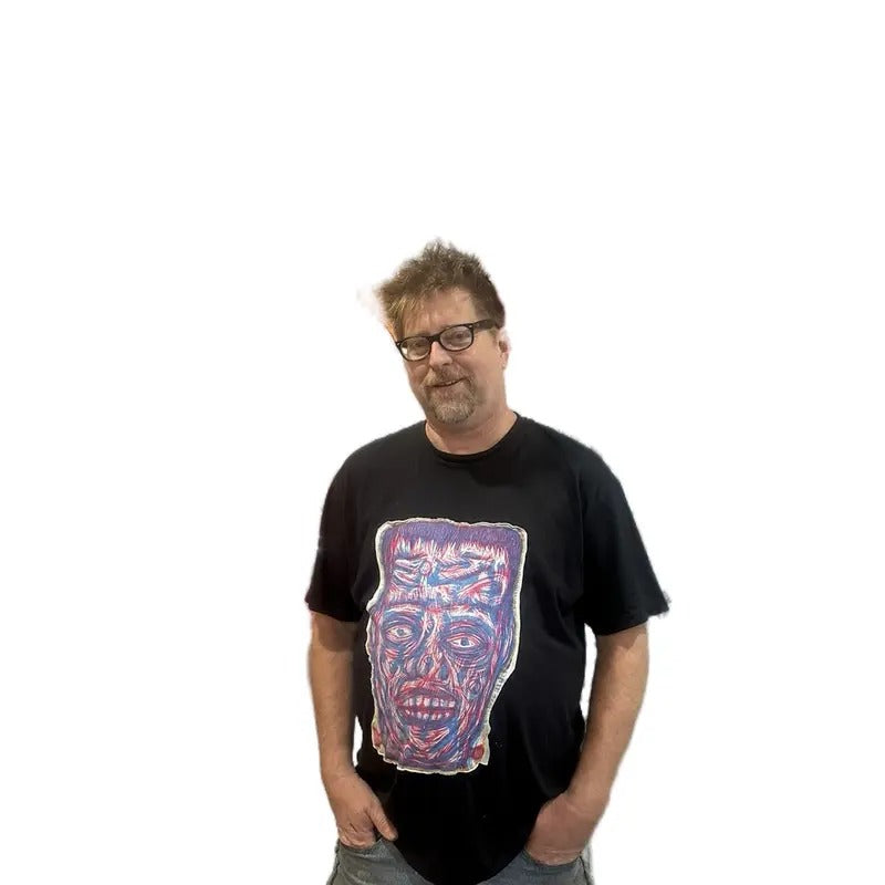 Cool Burn Frankenstein appliquéd woodcut printed T-shirt Menswear Top graphic tees