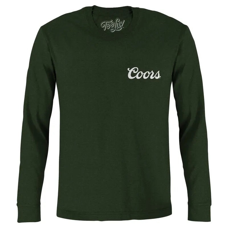 Coors Banquet Double Sided Long Sleeve Beer Logo T-Shirt - Forest Green