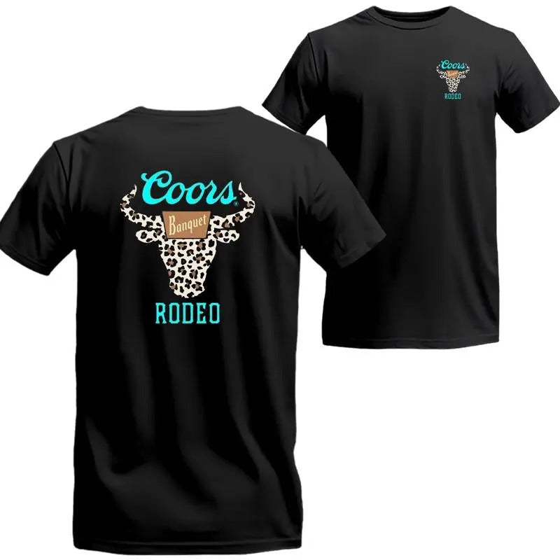 Coors Banquet Rodeo Horns Leopart T-shirt, Unisex Short Sleeve T-shirt For Men, For Women planbtwistedtea