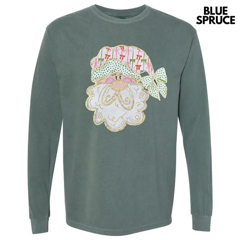 Coquette Bow Santa Long Sleeve Comfort Colors T-Shirt