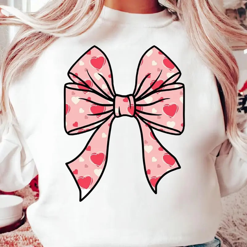 Coquette Bow Valentine Shirt, Valentines Day Shirt, Valentine's Day Heart Coquette Bow Shirt, Valentine Love Shirt, Cute Valentine Shirt