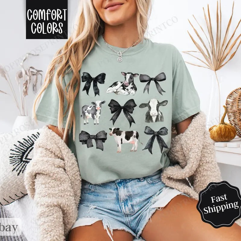 Coquette Cow Shirt Comfort Colors, Farm Tee, Women's Graphic Tshirtstyle{n002}2
