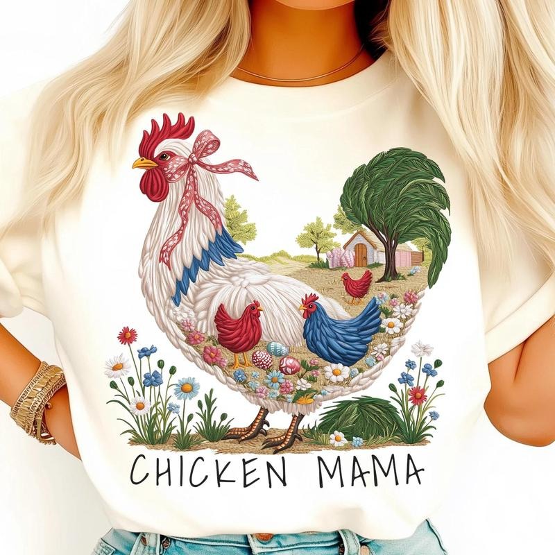 Coquette Farm Life Chicken Mama Shirt, Mama Bow Shirt, Country Mom Tee, Rooster Lover Shirt, Spring Eggs Tshirt