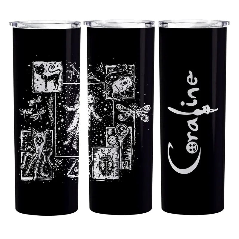 Coraline Dreaming Inspired Tumbler, Skinny Tumbler, 20oz Tumbler, Tumblr Sublimation Metal