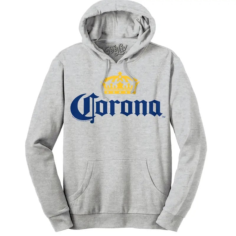 Corona Logo Pullover Hooded Sweatshirt - Gray