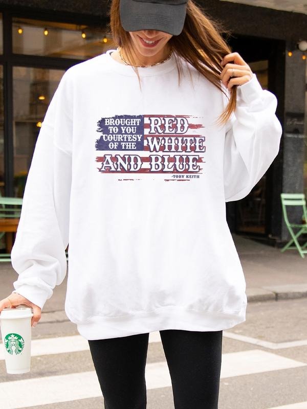Courtesy Of The Red, White, And Blue Flag Sweatshirt Womenswear