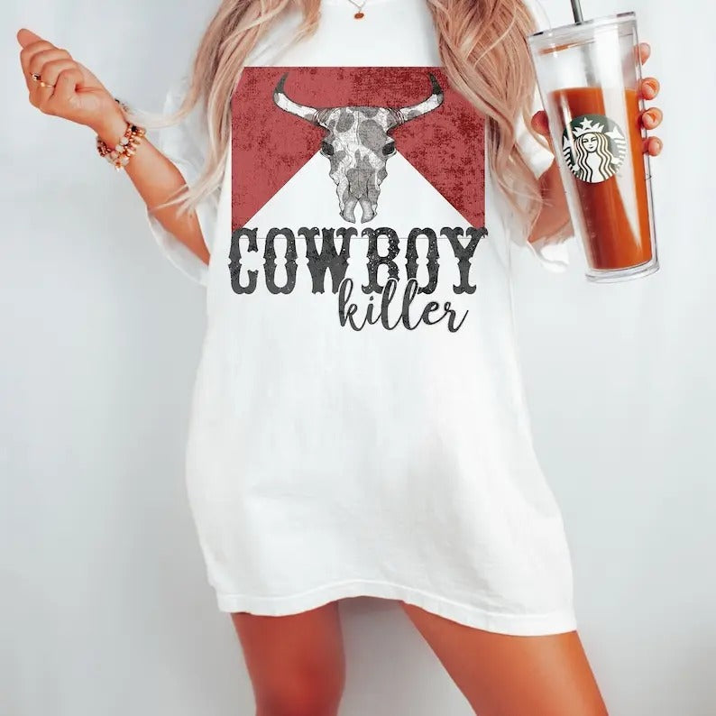 Cowboy Killer Tee, Cowboy Tee, Rodeo Cowgirl Tee, Boho Tee, Vintage Inspired Cotton T-shirt, Unisex vintage T-shirt, sweater and Hoodie cotton shirt