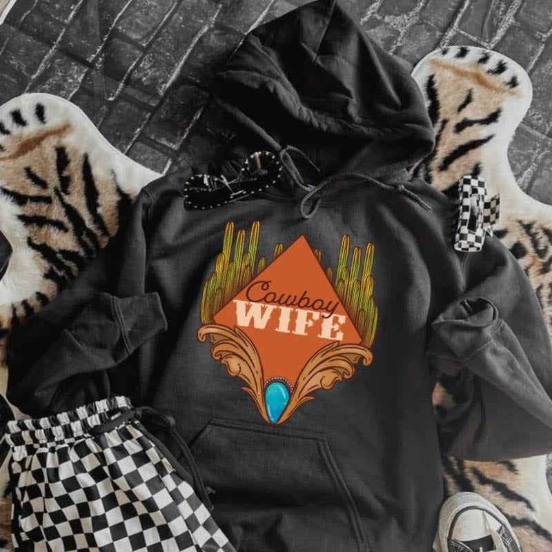 Cowboy Wife Hoodie, graphic tees women, western outfits women, western tops clothing, rodeo cowgirl outfits women, country concert outfits, shirt, sweatshirt, hoodie
