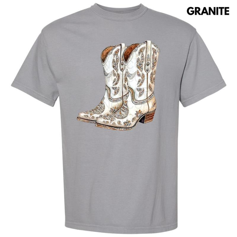 Cowgirl Boots Faux Rhinestone Comfort Colors T-Shirt