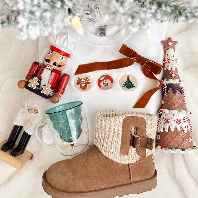 Cozy 'Christmas Cookies' Embroidered Crewneck Sweatshirt for Women - Womenswear, Pullover