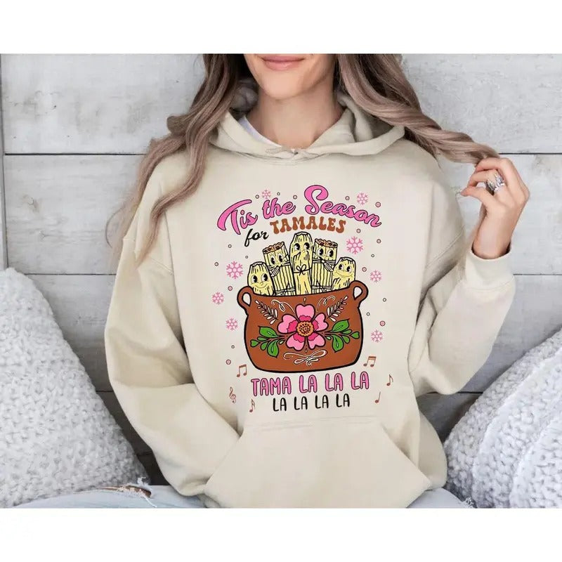 Cozy Tamales Sweatshirt for the Holidays, Retro Mexican Food Tee, Perfect for Christmas Gatherings, Unisex Pullover for Festive Celebrations