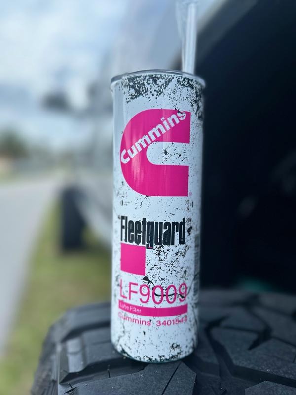 Cummins Oil Filter Pink 20oz Stainless Steel Tumbler Bottle Drinkware