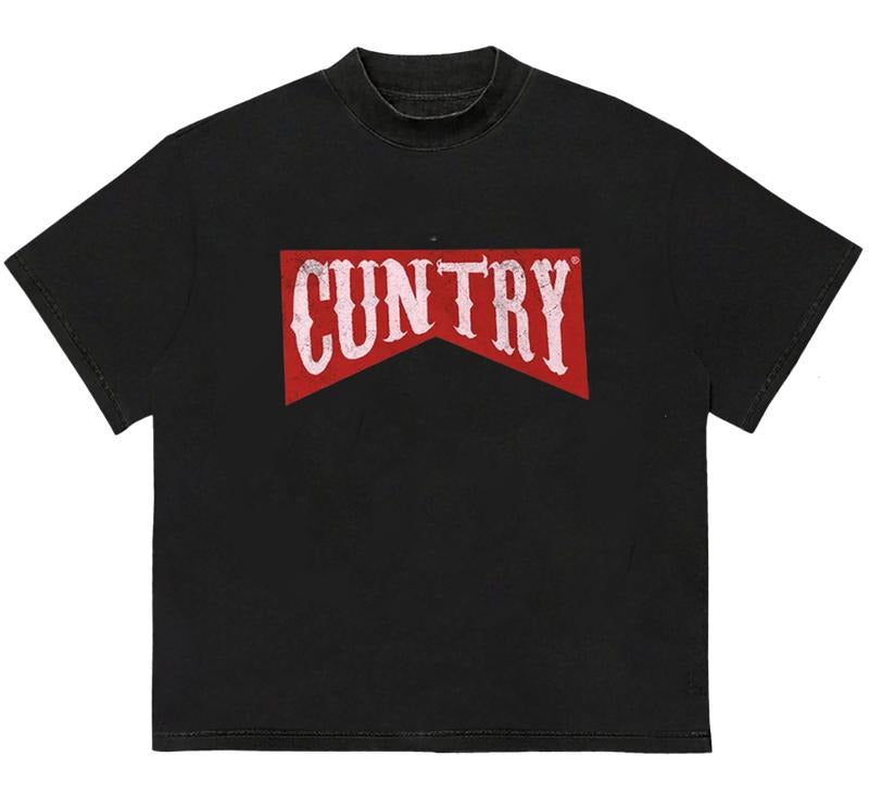 Cuntry T-Shirt For Women Men Crewneck Street Style Cozy Graphic T-Shirt for Chilly Days