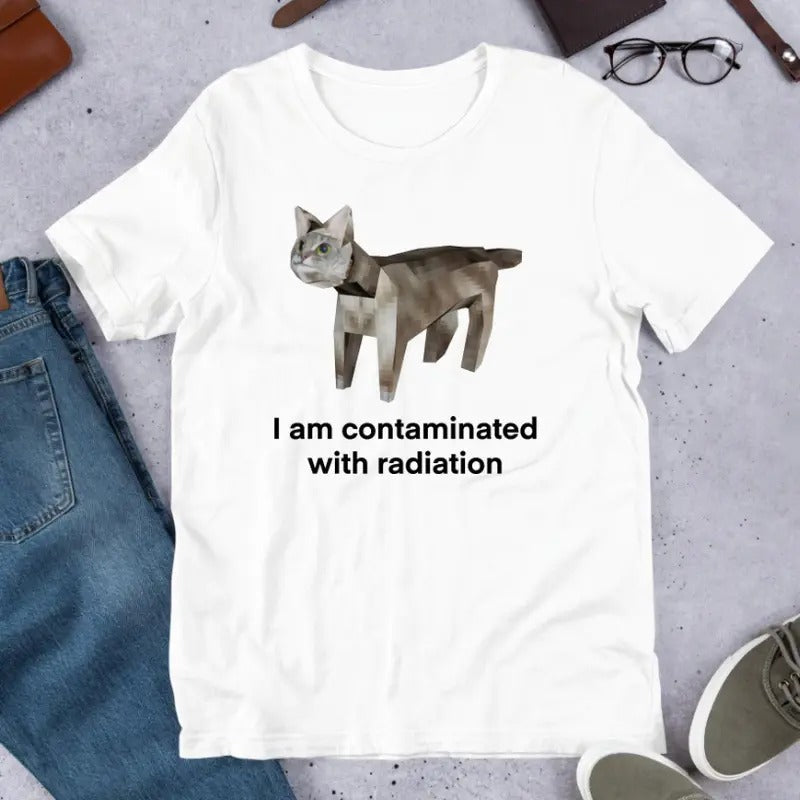 I Am Contaminated Funny Cat Meme Shirt / Ironic Shirt / Weirdcore Clothing / Low Poly Feline / Oddly Specific / Unhinged / Cursed