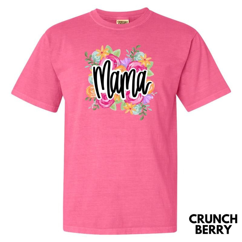 Cursive Flower Mama Comfort Colors T-Shirt 'NLB'