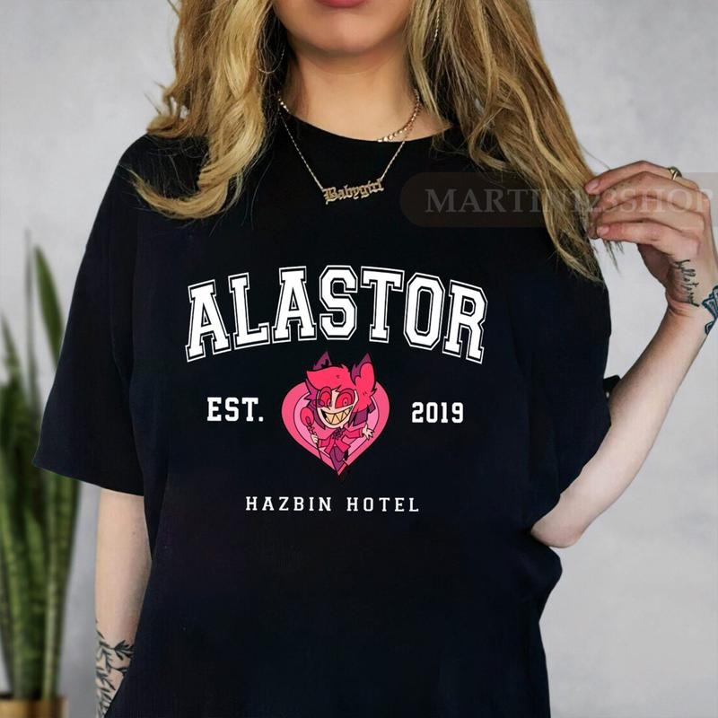 Custom Alastor Hazbin Hotel T-Shirt, Charlie Morningstar Characters T-Shirt, ANGEL DUST Husk Vaggie Niffty Sir Pentious T-Shirt, Helluva Boss