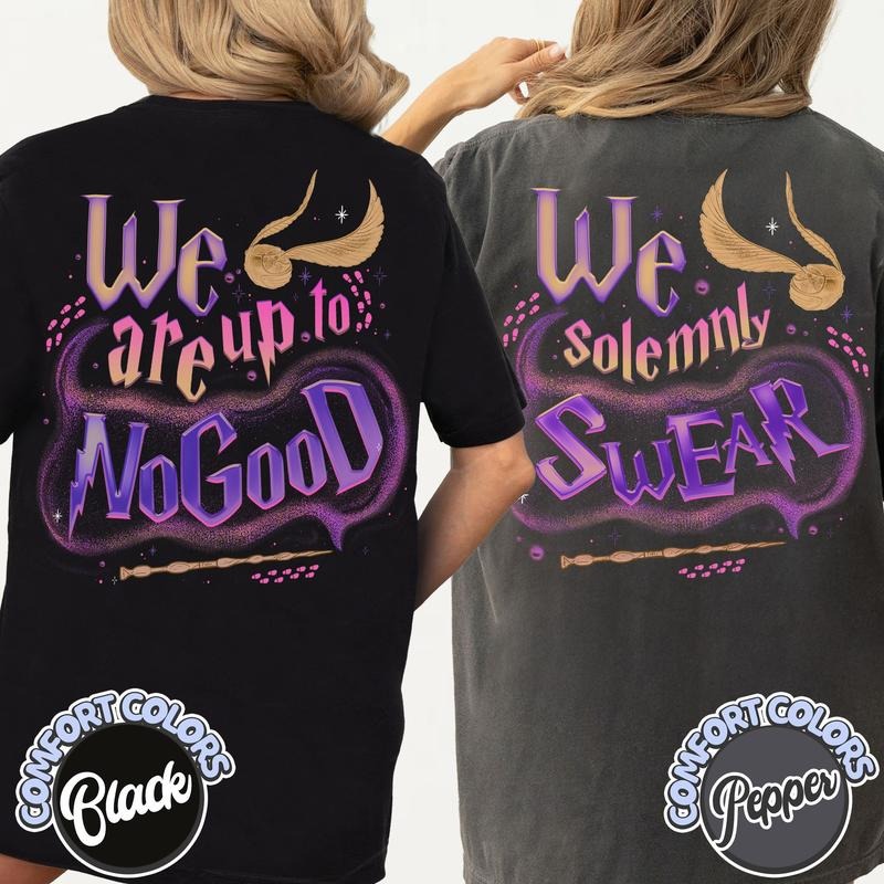 Custom Couples Comfort Colors Shirt, We Solemnly Swear That We Are Up To No Good Shirt, Personalized Wizard Shirt, Matching Shirt,Wizard Tee