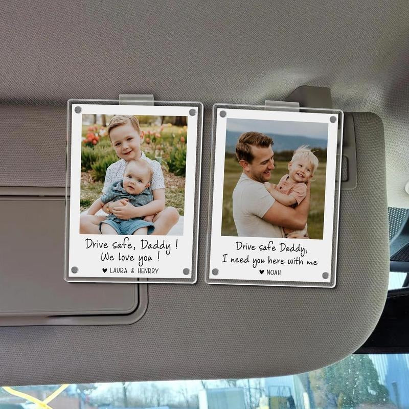 Custom Dad Photo Car Visor Clip, Fathers Day Gift For Dad, Drive Safe Daddy, Husband Gift Drive Safe Sun Visor Clip, Dad Car Accessories