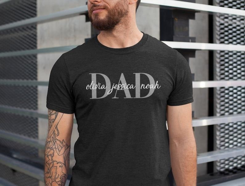 Custom Dad T Shirt Hoodie Sweater With Kids Names Custom Dad Shirt Personalized Shirt For Dad Father's Day Shirt New Dad Gift Birthday Gift Dad style 02