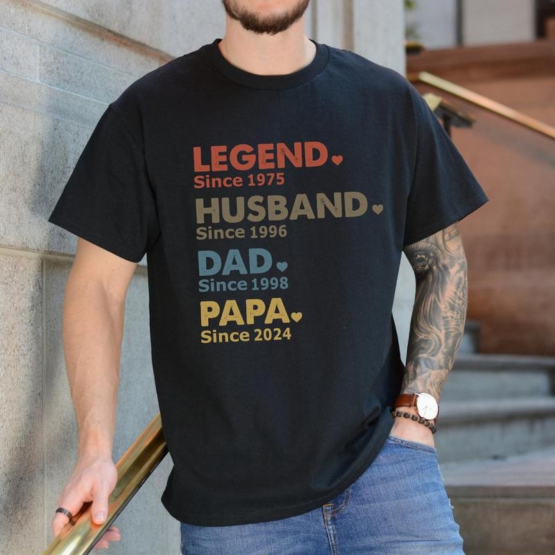Custom Dad with Years Shirt, Papa With Year, Gift For Husband, Father's Day Gift, Legend Husband Dad Papa Tee, Personalized Dad Grandpa Tee