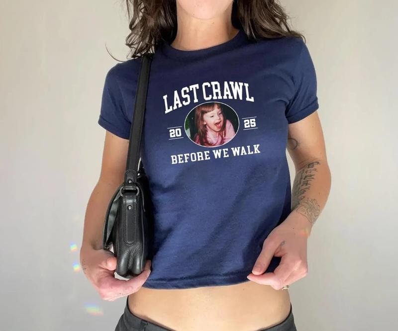 Custom Last Crawl Before We Walk Baby Tee, Personalized High School Graduation Baby Tee, Graduation Gift, Sorority Grad Gift, Graduation Tee Shirt