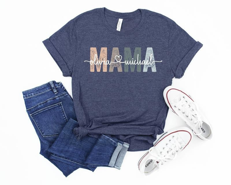 Custom Mama Shirt, Mom Shirt With Names, Personalized Mama T-shirt, Sweatshirt, Hoodie