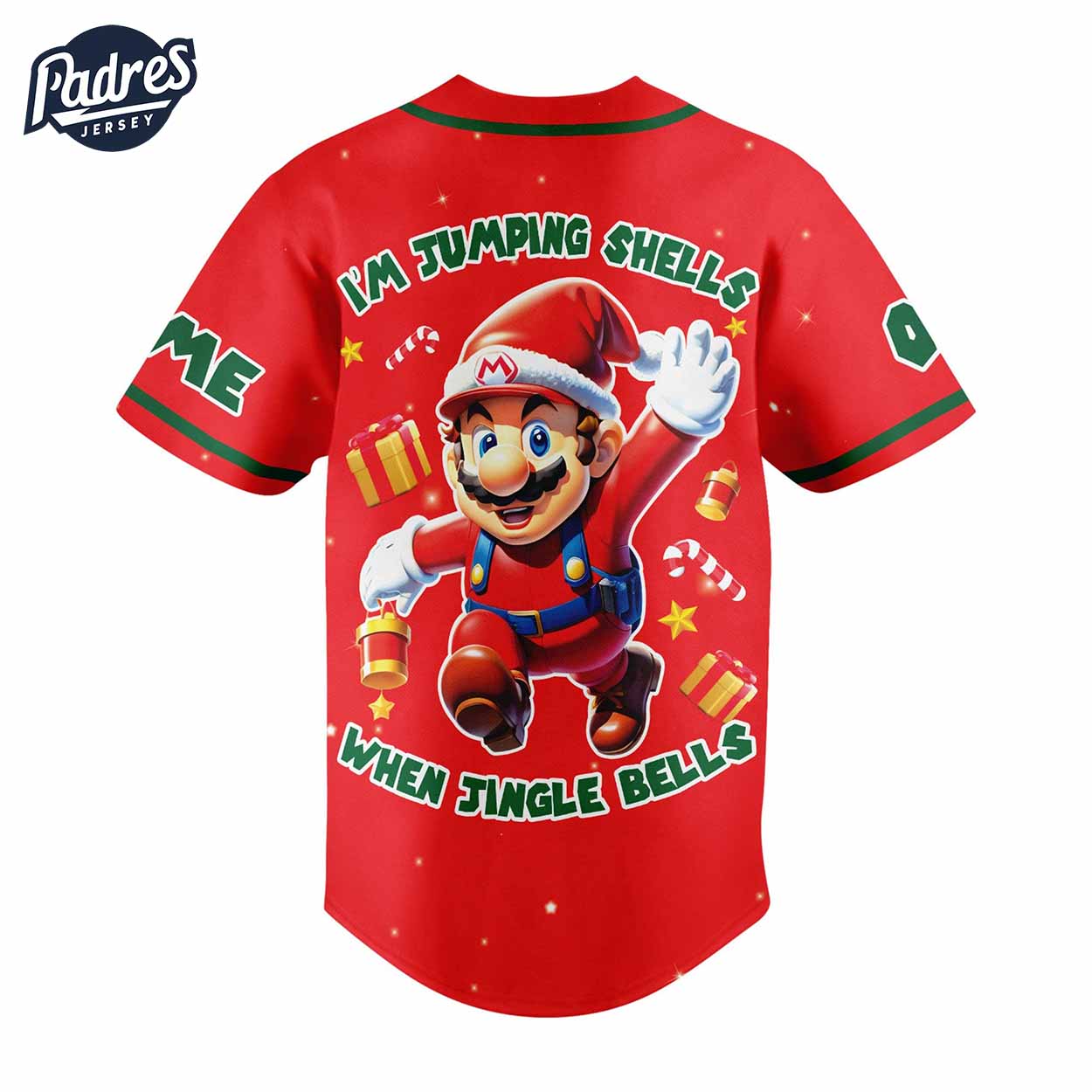 Custom Mario Christmas baseball Jersey Mari Christmas I'm Jumping Shell When Jingle Bell - Padres Jersey Oasis: Elevate Your Baseball Style Game