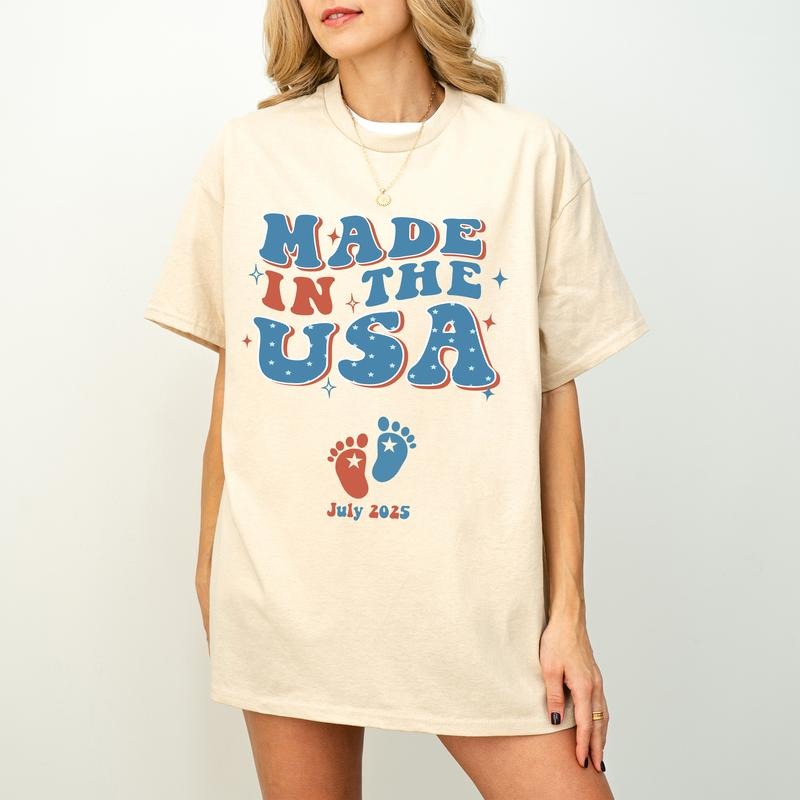 Custom Month| Funny 4th of July Pregnancy Reveal Shirt, Custom July 4th Pregnancy Announcement Shirt