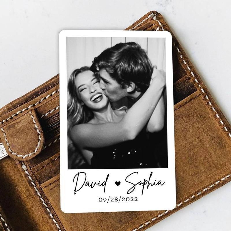 Custom Photo Wallet Card, Valentine Day Gifts for Him, Couple Photo Card, Wallet Insert Card, Husband Boyfriend Gift, Anniversary Gift