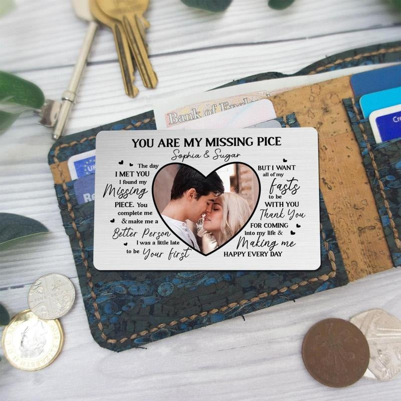 Custom Photo Wallet Metal Card, Personalized Message Wallet Metal Insert,Anniversary, Wedding Gift,Valentine's Day Gift,Gifts for Him or Her style 04