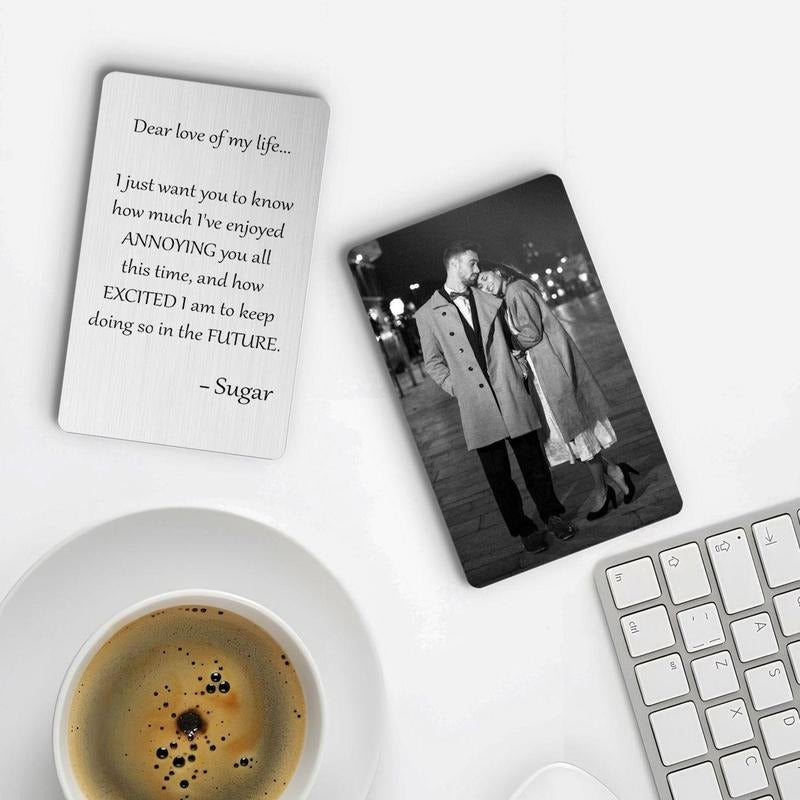 Custom Photo Wallet Metal Card, Personalized Message Wallet Metal Insert,Anniversary, Wedding Gift,Valentine's Day Gift,Gifts for Him or Her style 05