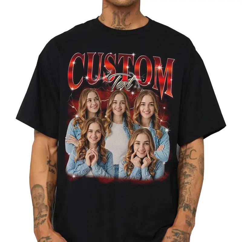 Custom Photos Shirt Menswear Top - Casual Tropical Style, Crewneck, Short Sleeve, Round Neck, Available in Various Colors Tshirt Streetwear Shortsleeve Chainsaw