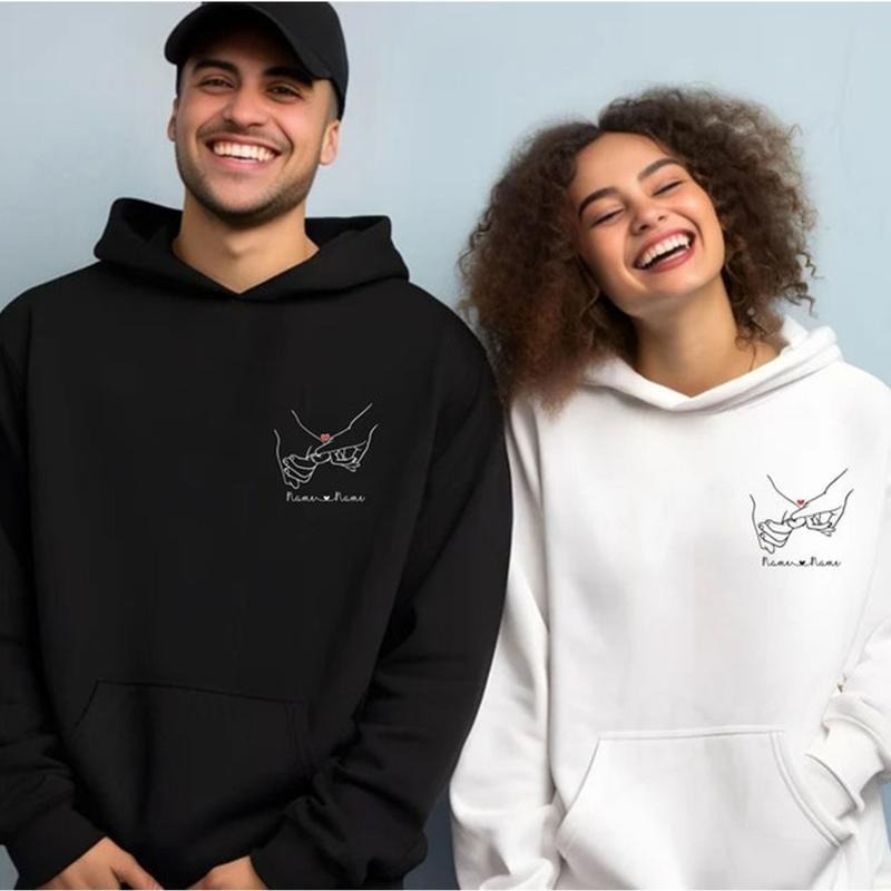 Custom Pinky Promise Hoodie, Matching Couple Hoodies, Valentines Day Gift, Personalized Name Date Hoodie, Anniversary Gift, Christmas Gifts