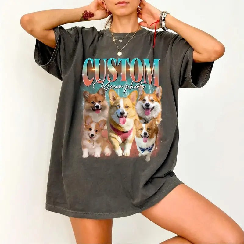 Custom Vintage Pet Shirt Pet Photo + Name Custom Dog Shirt Personalized Dog Shirt Custom Dog T Shirts for Humans Custom Cat Shirt 90's Tee Top Womenswear Top Womenswear Tshirt Comfort Streetwear Casual