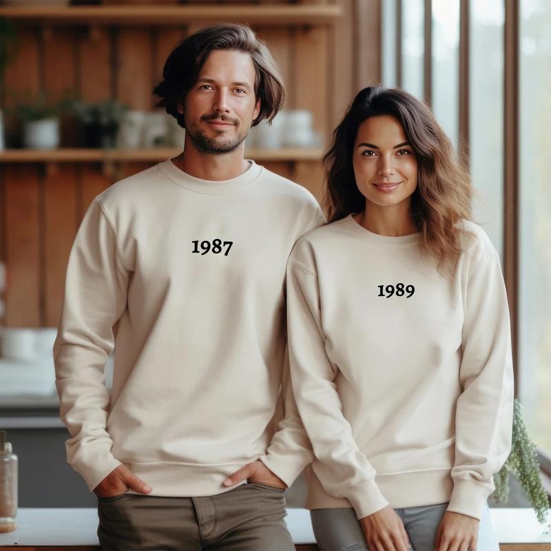 Custom Year Sweatshirt, Custom Birth Year Crewneck, Personalized Aniversary Couple Long Sleeves Pullover, Birthday Gifts, Aniversary Gifts