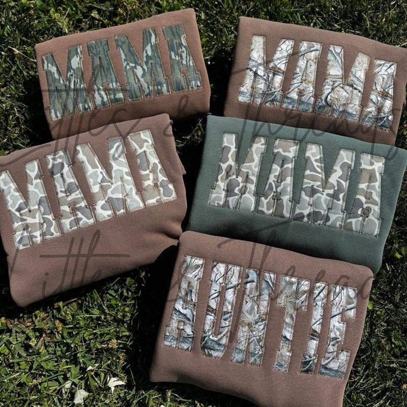 Customizable Embroidered Camo Crewnecks Long Sleeve Pullover Sweatshirt for Women or Men Casual Wear