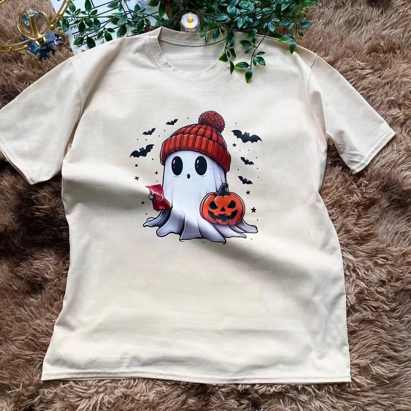 Cute Boo Ghost Reading Books Shirt, Hallowen Shirt, Cute Fall Shirt, Spooky Season