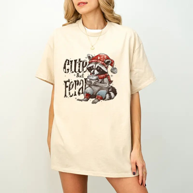 Cute But Feral TShirt, Christmas 2024 Season, Christmas Feral Girl Unisex Women's