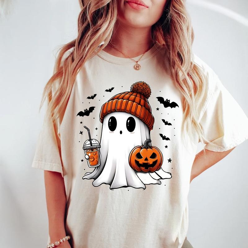 Cute Ghost Halloween Tee, Halloween Coffee Shirt, Bougie Shirt, Bougie Ghost Shirt, Spooky Season Sweashirt