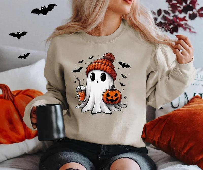 Cute Ghost Sweatshirt, Funny Spooky Sweatshirt, Halloween Crewneck for Women, Ghost Halloween Sweater, Cozy Spooky Season Shirt, Boo Sweater