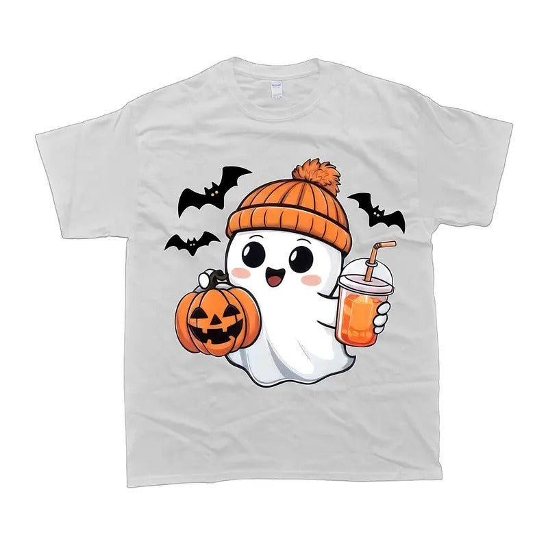 Cute Halloween Ghost T-Shirt, Halloween Tee, Girl's Tshirt, Boy's Gift, Unisex Tshirt Full Colors Stylish Casual Menswear, Women's Tshirt