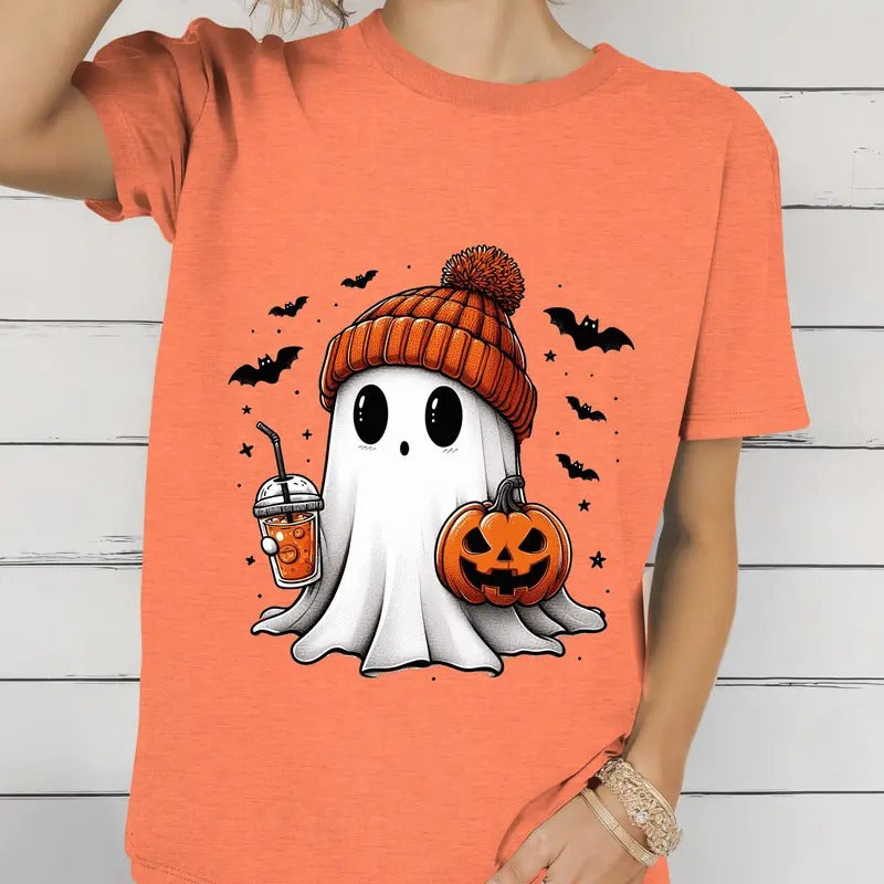Cute Halloween Ghost. Casual Everyday Relaxed Halloween Unisex T-Shirt.