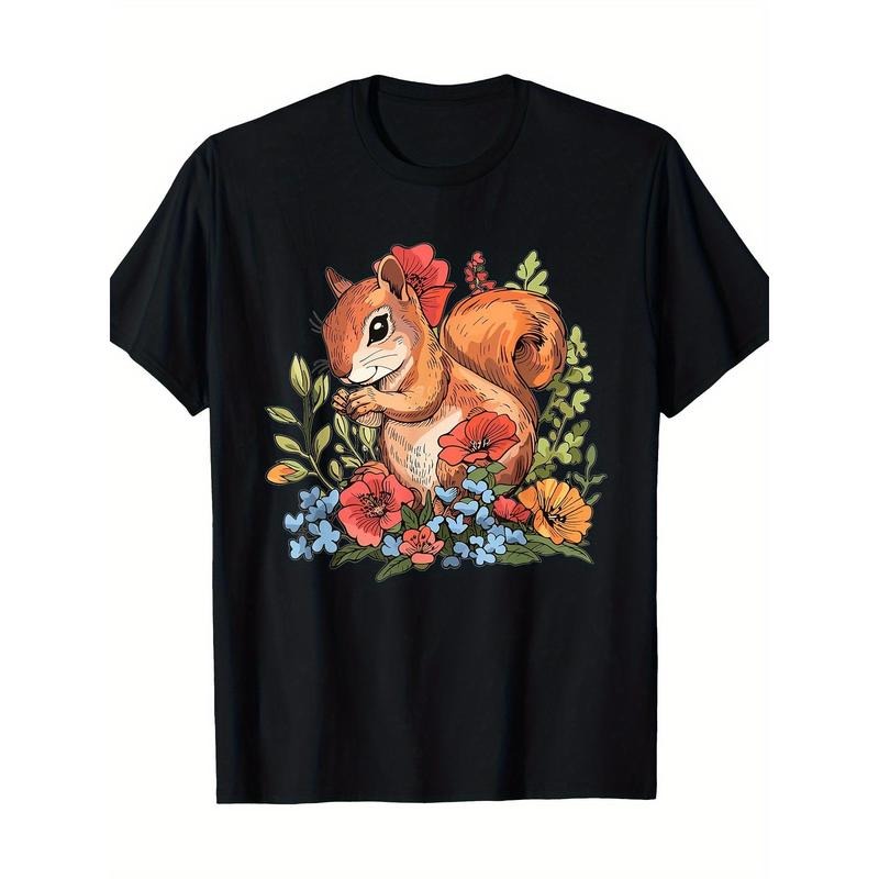 Cute Squirrel Flower My Squirrel T-shirt -100% cotton Made in USA