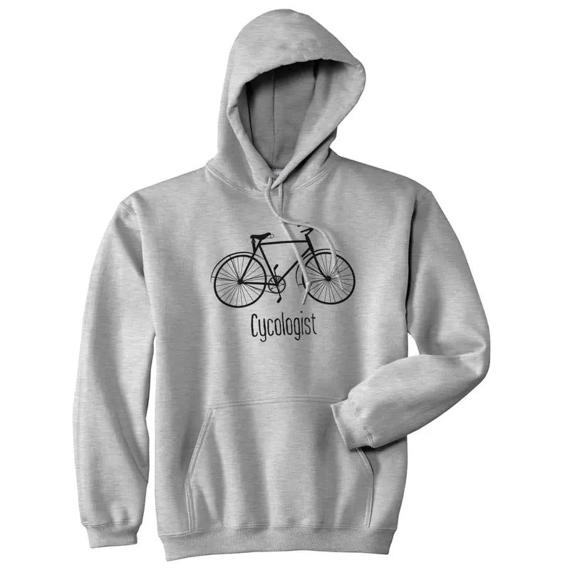 Cycologist Funny Psychology Biking Cyclist Pun Biker Doctor Unisex Hoodie Funny Hoodies Funny Fitness Pullover Novelty Sweatshirt Light Grey