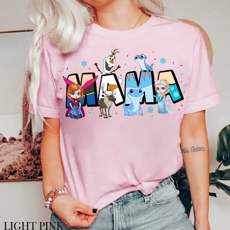 D1sna Fr01zen Mama Shirt, Sn0wman 0laf Mom Shirt, Pr1ncess Mom Shirt, Mother's Day Shirt